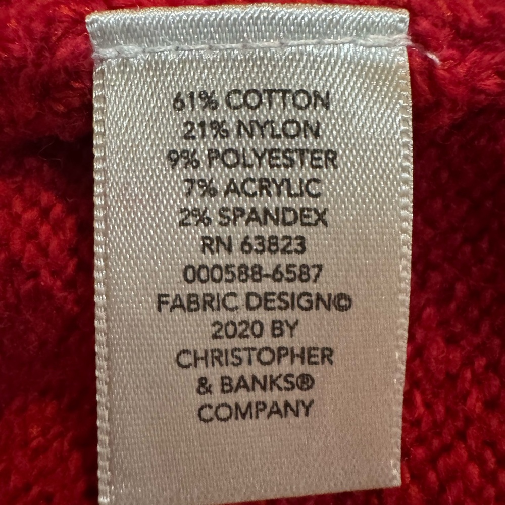 Red Snowflake Sweater XL Fold Over Neck holiday teacher‎ - Picture 2 of 8
